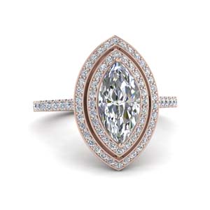 Double Halo Marquise Diamond Ring
