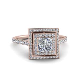 Delicate Halo Princess Diamond Ring