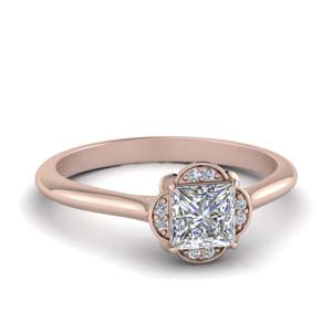 Princess Cut 1 Karat Halo Diamond Ring