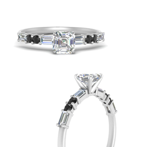 Black Diamond Asscher Engagement Rings