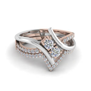 two tone bypass diamond bridal set in 950 platinum FD652210RO NL WG