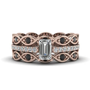 Art Deco Black Diamond Ring Set