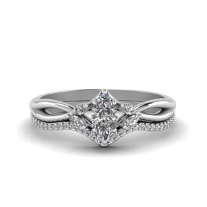 White Gold Marquise Shaped Ring Sets