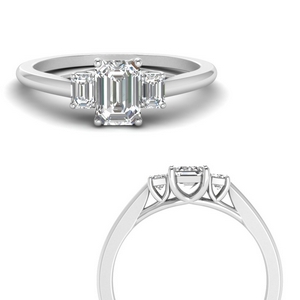 Emerald Cut Moissanite 3 Stone Engagement Ring