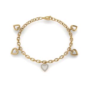 Heart Diamond Charm Bracelet