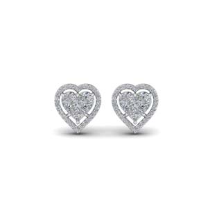 Invisible Set Heart Halo Stud Earring
