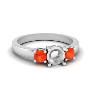 3 stone semi mount engagement ring with orange topaz in FDENR2419SMRGPOTO NL WG