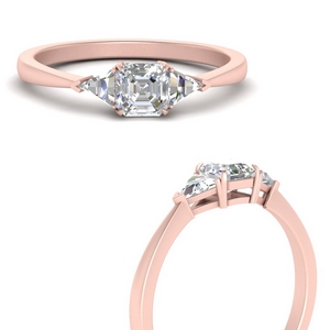 Asscher 3 Stone Engagement Rings