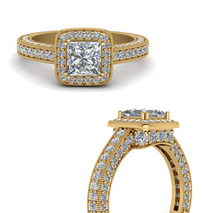 Asscher Halo Diamond Open Wrap Ring