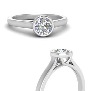Single Diamond Bezel Set Trellis Ring