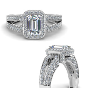 Split Emerald Cut Diamond Rings