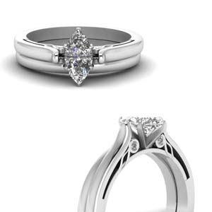Cathedral Man Made Diamond Ring Set