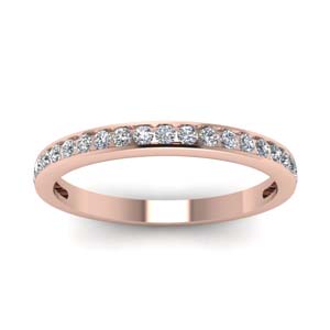 Channel Set Round Diamond Women Wedding Band In 14K Rose Gold ...