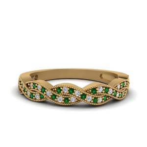 Milgrain Twisted Band With Emerald