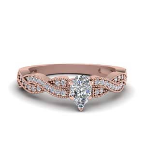Pear Shaped Rose Gold Side Stone Rings
