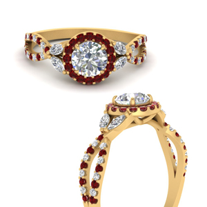 Halo Lab Diamond Ring With Ruby