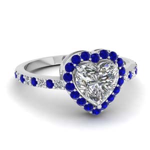 Heart Shaped Sapphire Halo Rings