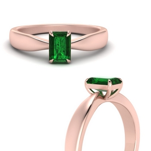 Emerald Tapered Solitaire Ring