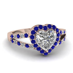 Sapphire Heart Halo Diamond Ring