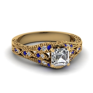 Asscher Cut Sapphire Vintage Rings