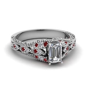 Vintage Emerald Cut Ruby Engagement Rings