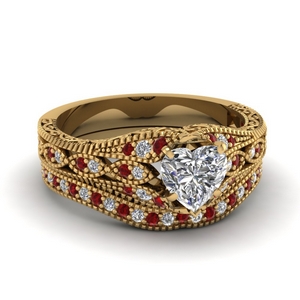 Antique Heart Diamond Ring Set