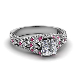 Pink Sapphire Princess Cut Vintage Rings