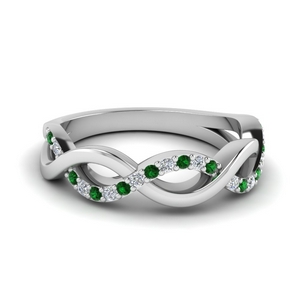 infinity diamond wedding band with emerald in FD1079BGEMGR NL WG