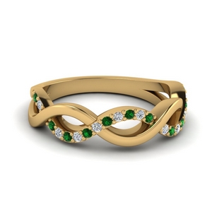 infinity diamond wedding band with emerald in FD1079BGEMGR NL YG