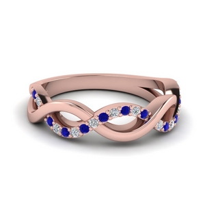 infinity diamond wedding band with sapphire in FD1079BGSABL NL RG