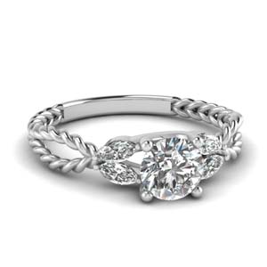 twisted leaf diamond engagement ring in FD1084ROR NL WG