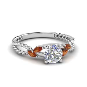 Orange Sapphire Split Round Cut Ring