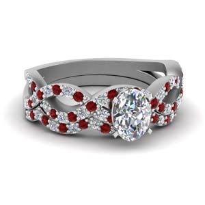 Split Ruby Wedding Ring Set