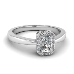 delicate radiant cut halo diamond engagement ring in FD1178RAR NL WG