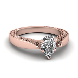 Pear Shaped Solitaire Diamond Rings