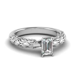 Emerald Cut Filigree Diamond Ring