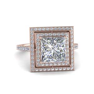 Double Halo Princess Diamond Ring