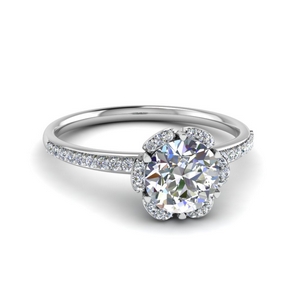 Floral Halo Round Diamond Ring