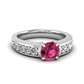 Pave Pink Sapphire Engagement Ring In 14K White Gold | Fascinating Diamonds