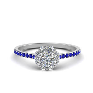 Round Cut Sapphire Halo Engagement Rings