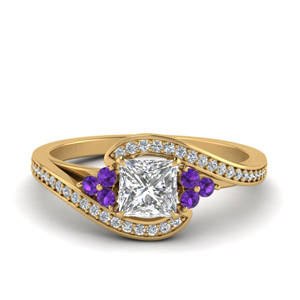 Purple Topaz Pave Engagement Ring
