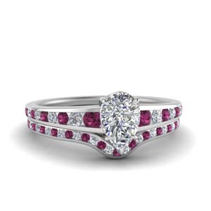 Pink Sapphire Bridal Ring Set