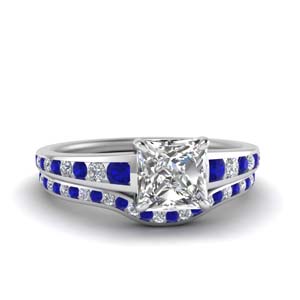 Graduated Sapphire Wedding Ring Set