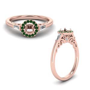 Semi Mount Halo Emerald Ring