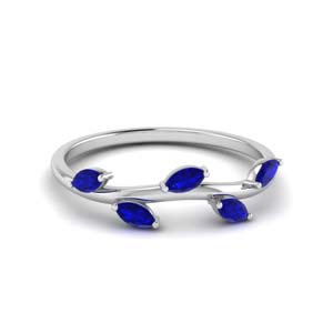 marquise leaf band blue sapphire in 14K white gold FD122971BGSABL NL WG