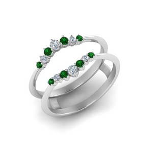 Graduated Diamond Ring Guards With Emerald