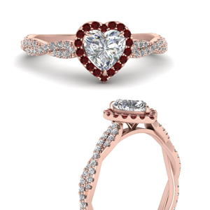 Twisted Heart Ruby Halo Ring