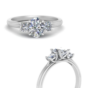 Classic Oval Shaped Three Stone Ring