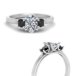 Three Stone Black Diamond Engagement Rings
