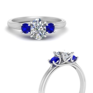 Classic Oval 3 Stone Ring With Sapphire